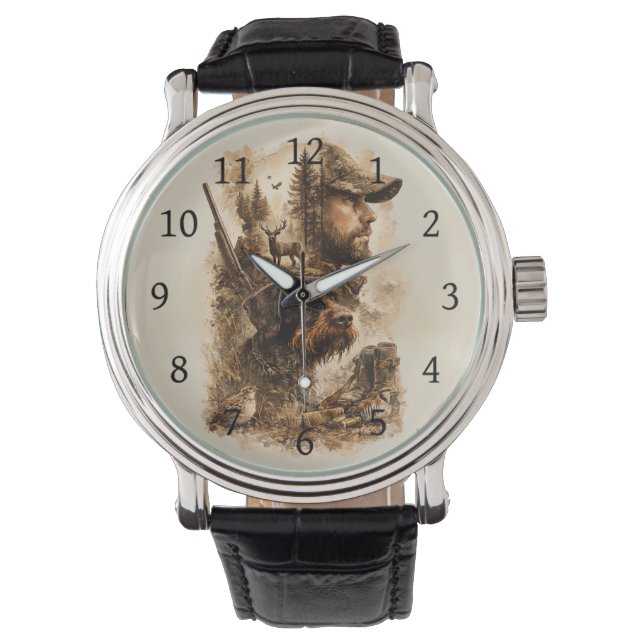 Die Bindung des Jägers – Deutsch Drahthaar Armbanduhr (Vorderseite)
