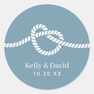 Die Bindung des Knochenkrauts Herz Dusty Blue Wedd Runder Aufkleber
