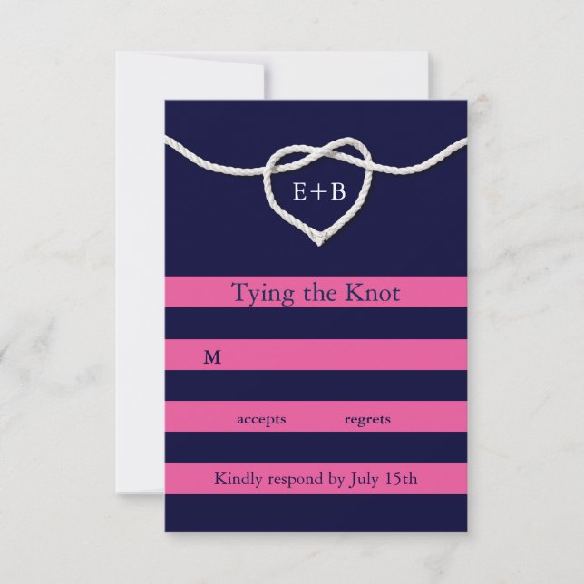 Die Bindung des Knotens Fuchsia und der Marine-UAW RSVP Karte (Vorderseite)