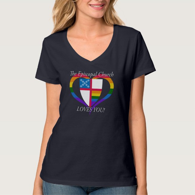Die Bischofskirche Liebe dich! LGBTQ PRIDE T-Shirt (Vorderseite)
