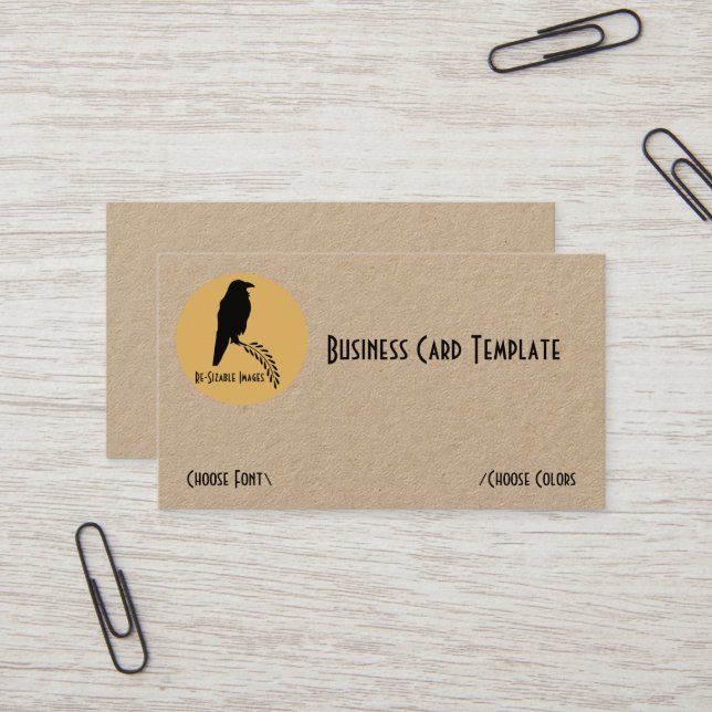 Die Black Raven Bird Business Card Visitenkarte (Vorderseite/Rückseite Beispiel)