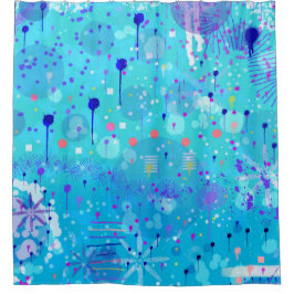 Die Blasenmaschine: Blaue abstrakte Kunst Duschvorhang
