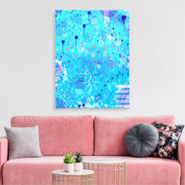 Die Blasenmaschine: Blaue abstrakte Kunst Leinwanddruck