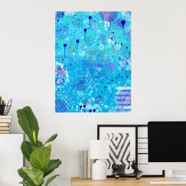 Die Blasenmaschine: Blaue abstrakte Kunst Poster