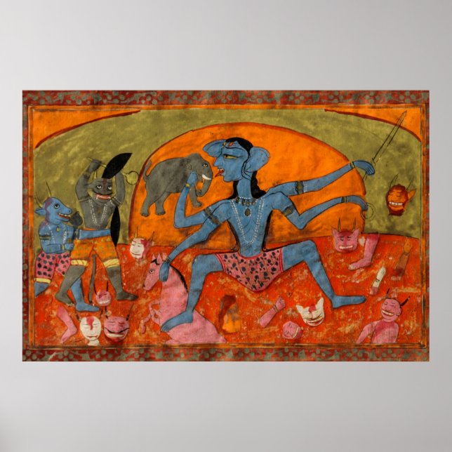 Die blau verschlungenen Kali-Dämonen Poster (Vorne)