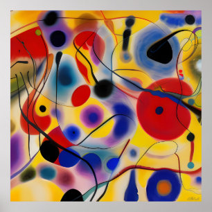 Die Blaue 10 Abstract trifft Rot 6 Poster