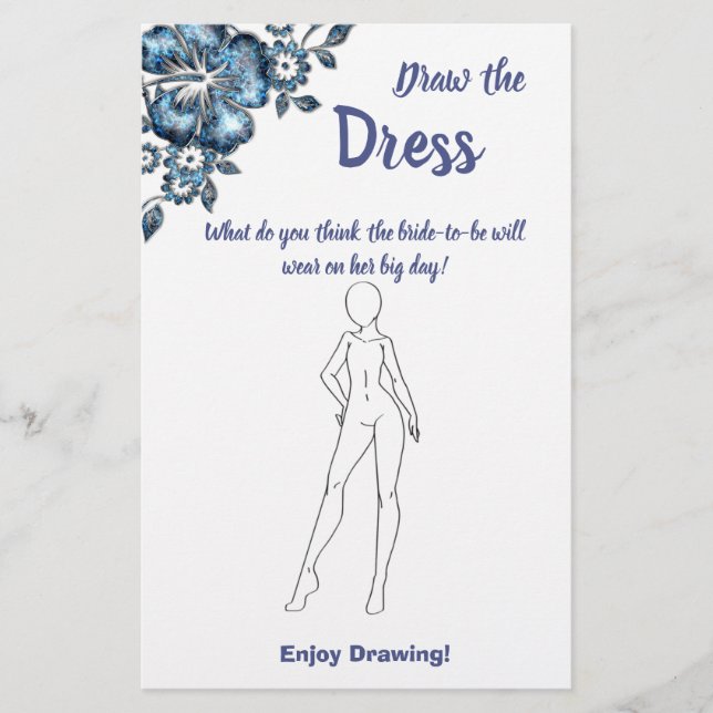 Die blaue Blume der Dress Brautparty Game Card gez Flyer (Vorne)