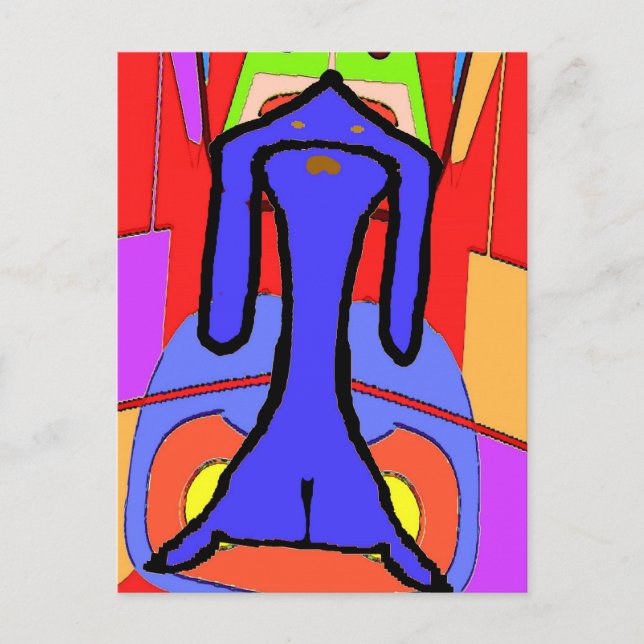 Die Blaue Dackel, der Kubismus Abstrakt Print Postkarte (Vorderseite)