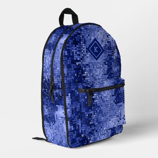 Die blaue Diskothek spiegelt das Muster des Glitze Bedruckter Rucksack (Rückseitige Ecke links)
