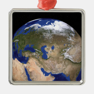Die blaue folgende Generations-Marmorierungerde Silbernes Ornament