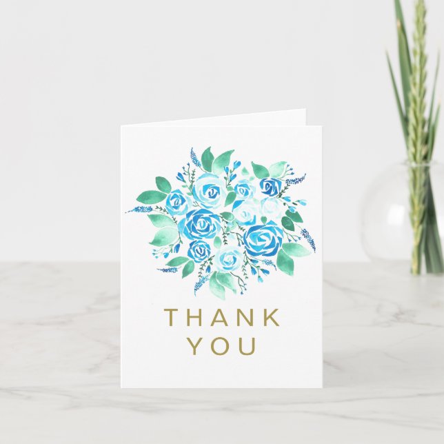 Die blaue generische Rose danken Ihnen Dankeskarte (Vorderseite)