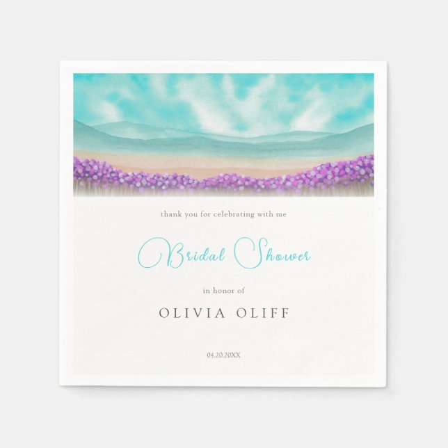 Die blaue Küste im Brautparty Bloom Serviette (Vorderseite)