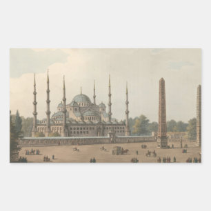Die Blaue Moschee von Sultan Ahmed, Istanbul, Türk Rechteckiger Aufkleber