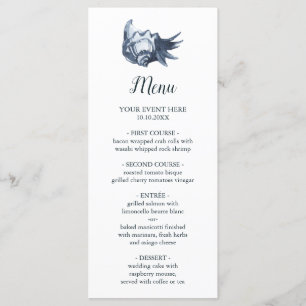 Die blaue Seashell Nautical Wedding Menu Menükarte