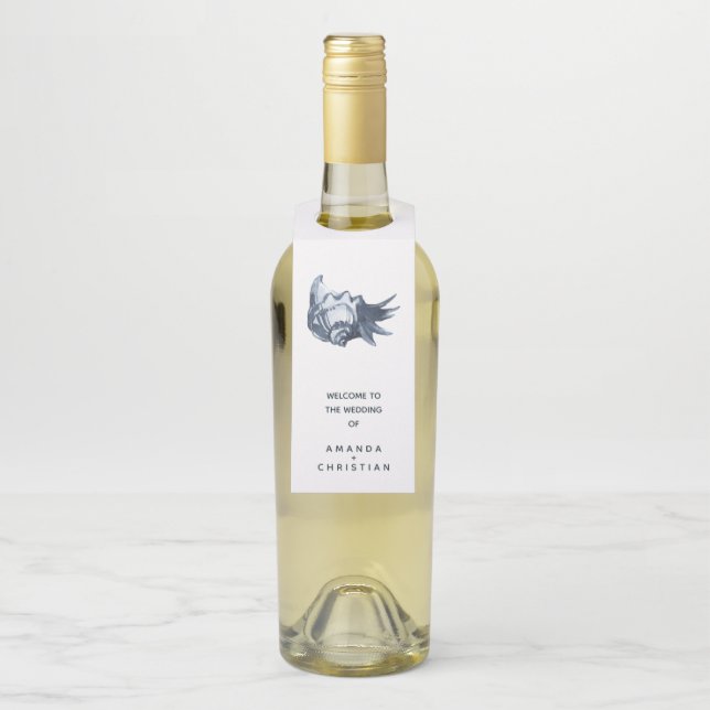 Die blaue Seashell | WEDD WILLKOMMEN GÄSTE Flaschenanhänger (Auf Flasche)