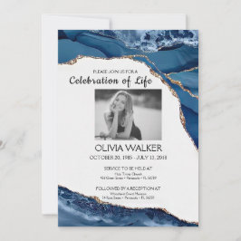 Die blaue und goldene Beerdigung feiern das Leben Einladung