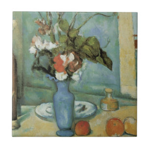 Die blaue Vase (Blumen und Früchte) von Paul Cézan Fliese