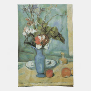Die blaue Vase (Blumen und Früchte) von Paul Cézan Handtuch