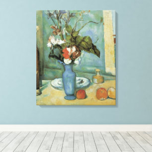 Die blaue Vase (Blumen und Früchte) von Paul Cézan Leinwanddruck