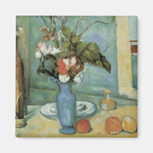 Die blaue Vase (Blumen und Früchte) von Paul Cézan Magnet