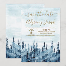 Die Blaue Wald Wasserfarbe Save The Date