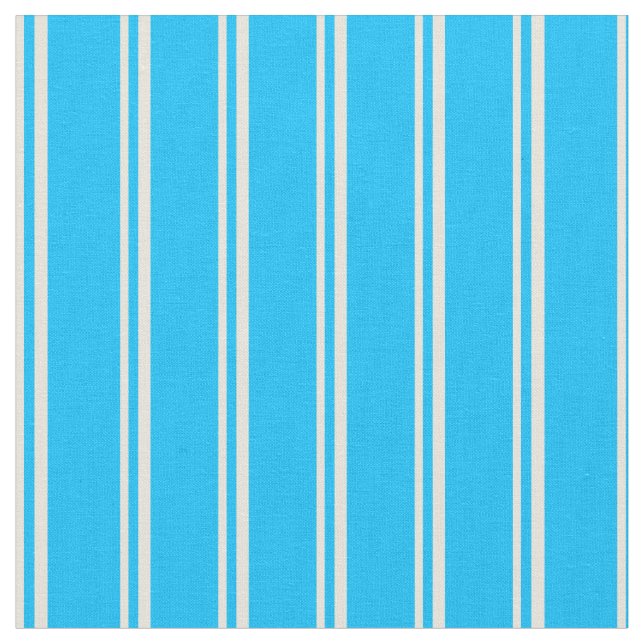Die blauen Linien Beige und Deep Sky Stoff (Nahaufnahme)