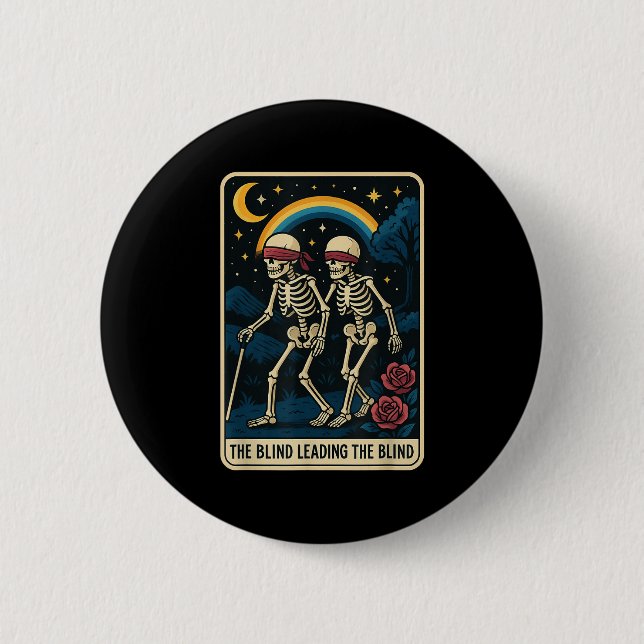 Die Blinde Führung Die Blinde Tarot Card Skele Button (Vorderseite)