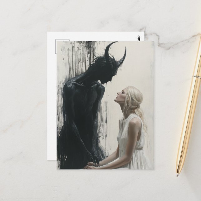 Die blonde Frau und der dunkle Dämon Postkarte (Vorderseite/Rückseite Beispiel)