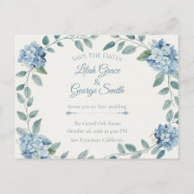 Die Blue Bloom Elegant Garden Save The Dates Karte