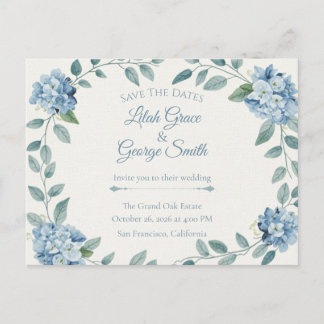 Die Blue Bloom Elegant Garden Save The Dates Karte