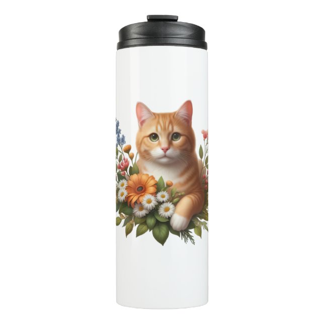 Die blühende Katze”. 🐾🌼 Thermosbecher (Vorderseite)