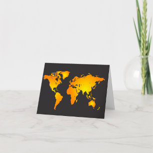 Die blühende Weltkarte in orange und gelb Dankeskarte