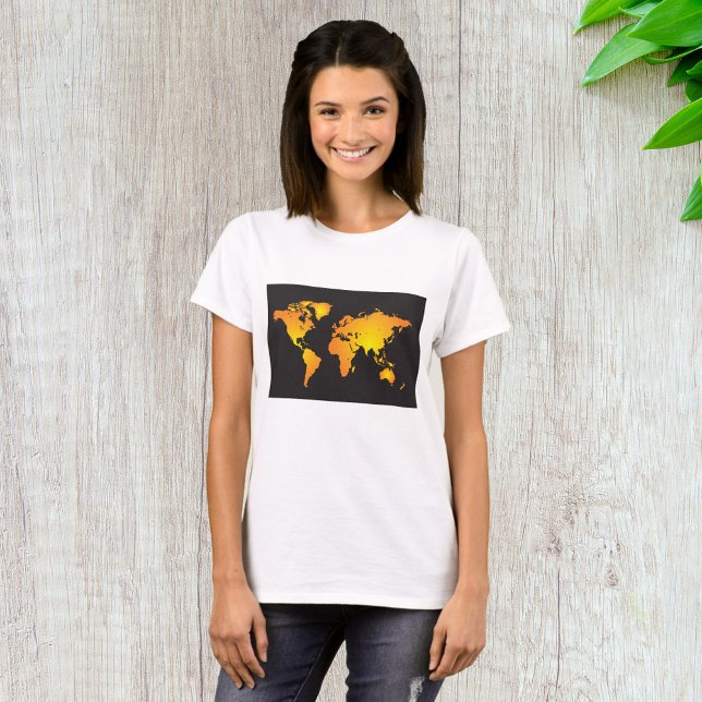 Die blühende Weltkarte in orange und gelb T-Shirt (Von Creator hochgeladen)