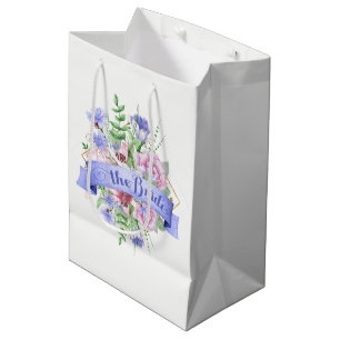 Die Blume der Bride Typografy-Watercolor Bouquet Mittlere Geschenktüte