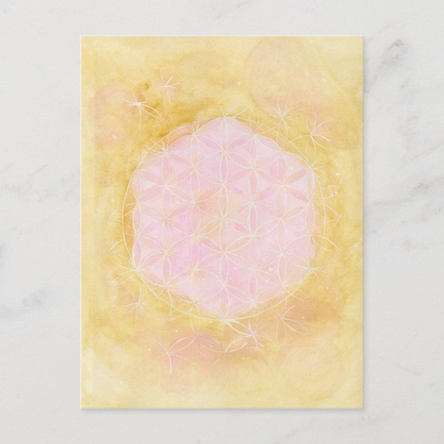 die Blume des Lebens, Rosa Gold Postkarte (Vorderseite)