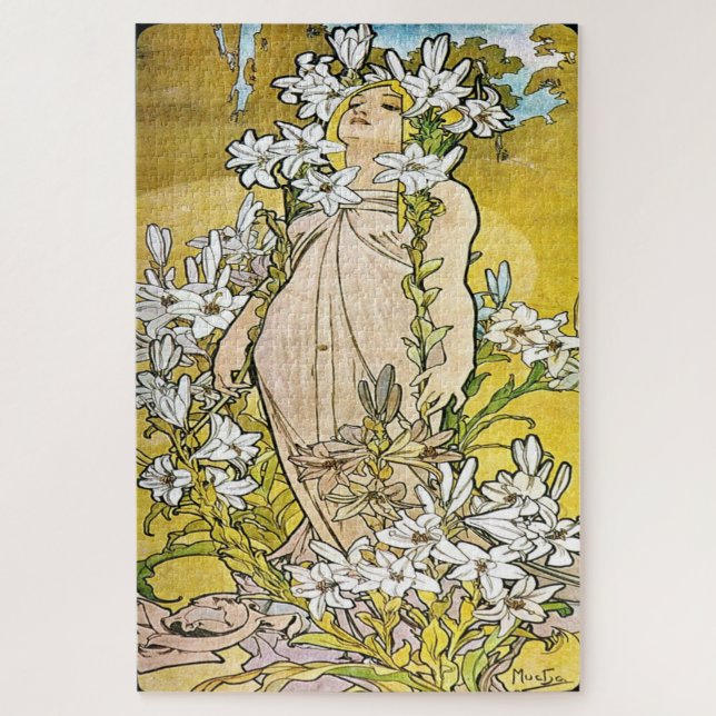 Die Blume - Lilie: Ein Jugendstil von Mucha (Vertikal)