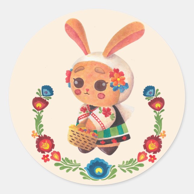 Die Blume Polnischer Hase Runder Aufkleber (Vorderseite)
