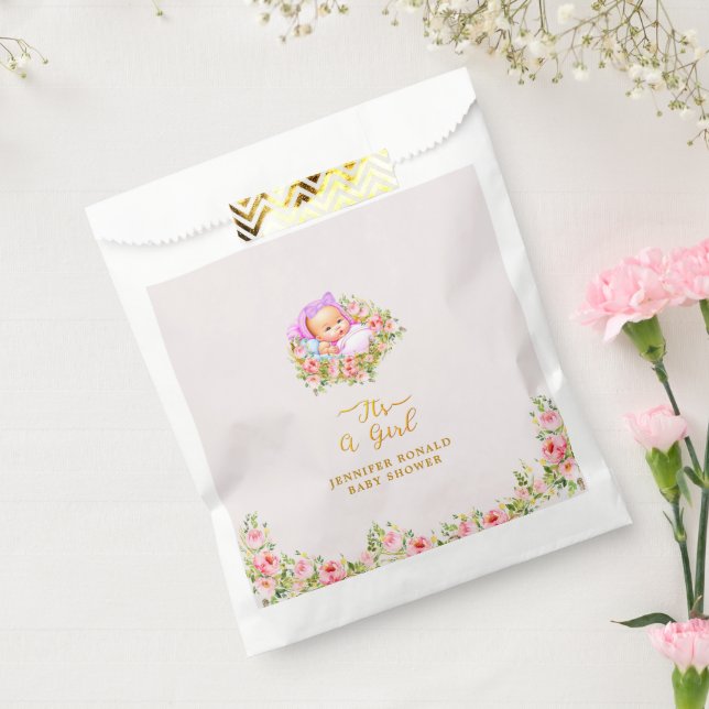 Die Blume Rosa und Gold ist ein Thema für Mädchen. Geschenktütchen (Versiegelt)