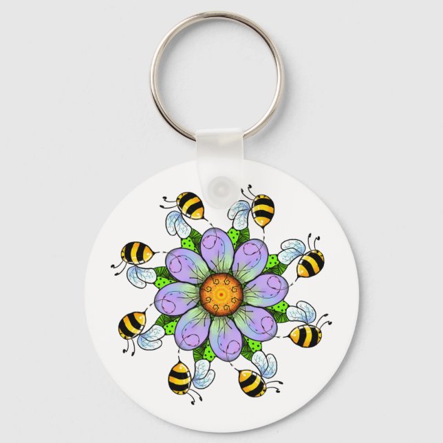 Die Blume und der Schlüsselanhänger der Bienen (Vorderseite)
