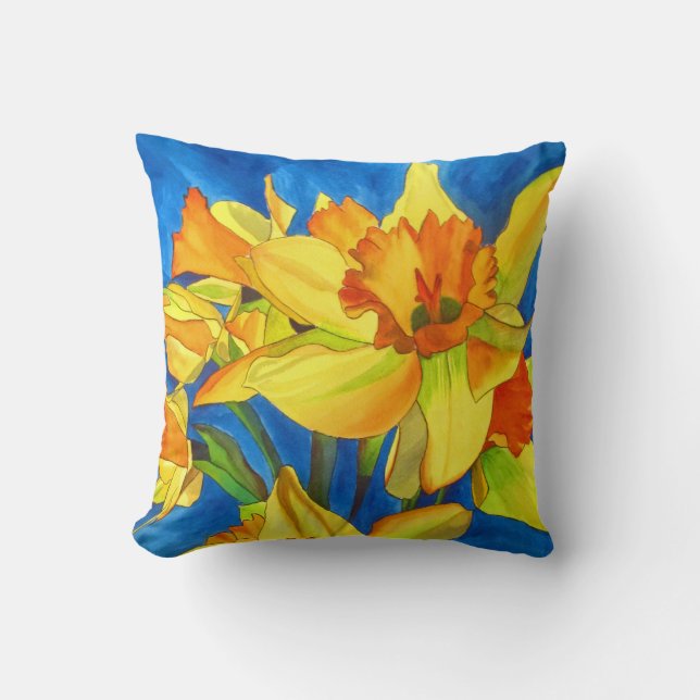 Die Blume von Daffodil narziss Aquarell Kissen (Vorderseite)