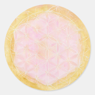 Die Blume von Life-Pink & Gold-Aufkleber Runder Aufkleber