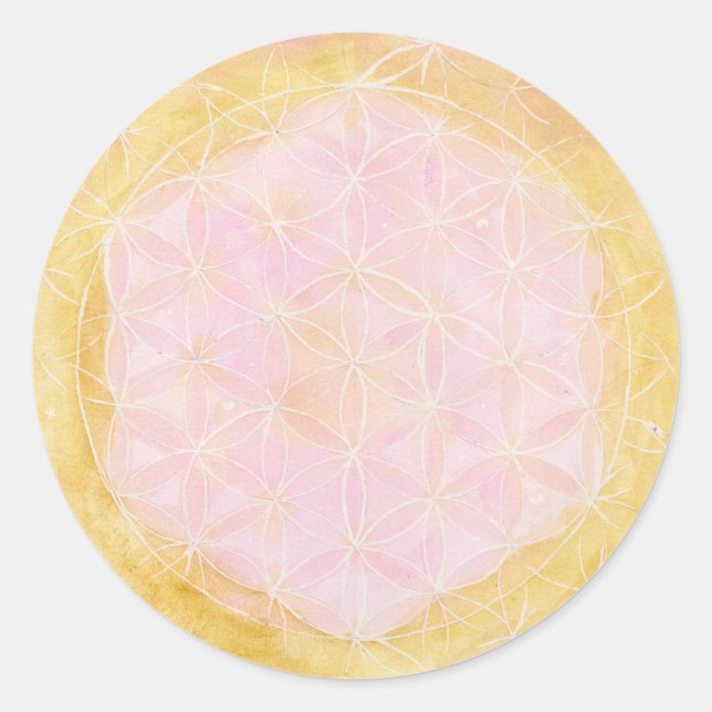 Die Blume von Life-Pink & Gold-Aufkleber Runder Aufkleber (Vorderseite)