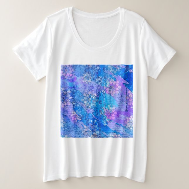 Die Blume wachsen im Sapphire-Teich Große Größe T-Shirt (Design vorne)