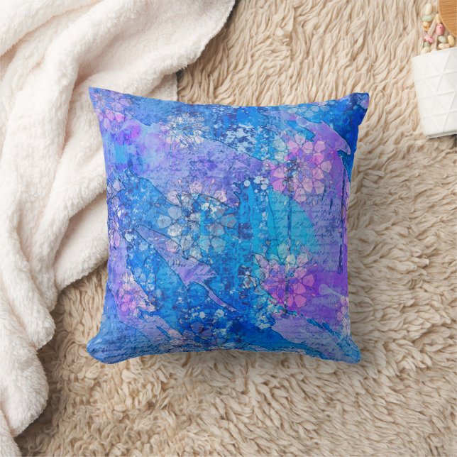 Die Blume wachsen im Sapphire-Teich Kissen (Decke)