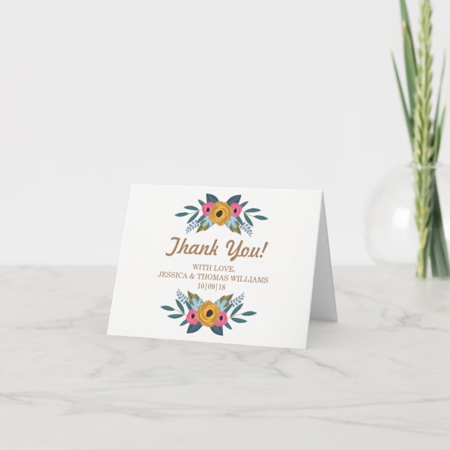 Die Blumenzeremonie der weißen Hochzeit Dankeskarte (Vorderseite)