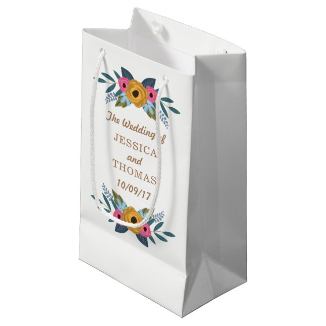 Die Blumenzeremonie der weißen Hochzeit Kleine Geschenktüte (Vorderseite Schrägansicht)