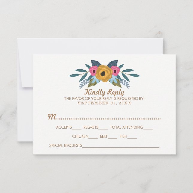Die Blumenzeremonie der weißen Hochzeit RSVP Karte (Vorderseite)