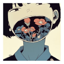 Die Blüte der Stille - Surrealer Grafik-Artposter