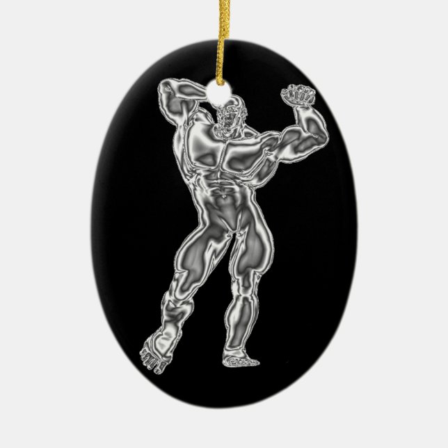 Die Bodybuildings-Pose-Verzierung der Männer Keramikornament (Vorne)