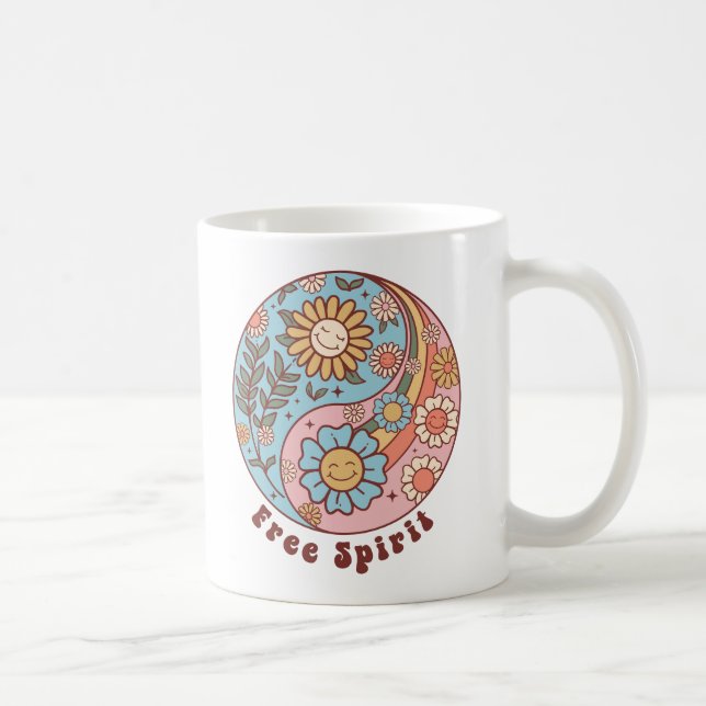 Die Boho Retro Blumen Kaffeetasse (Rechts)